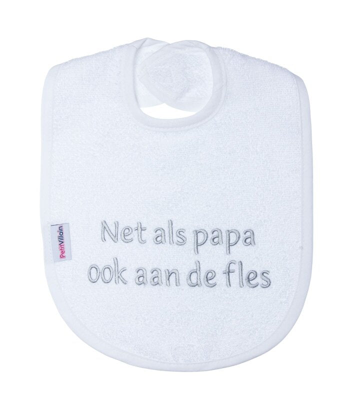Bib just like daddy on the bottle, white/grey