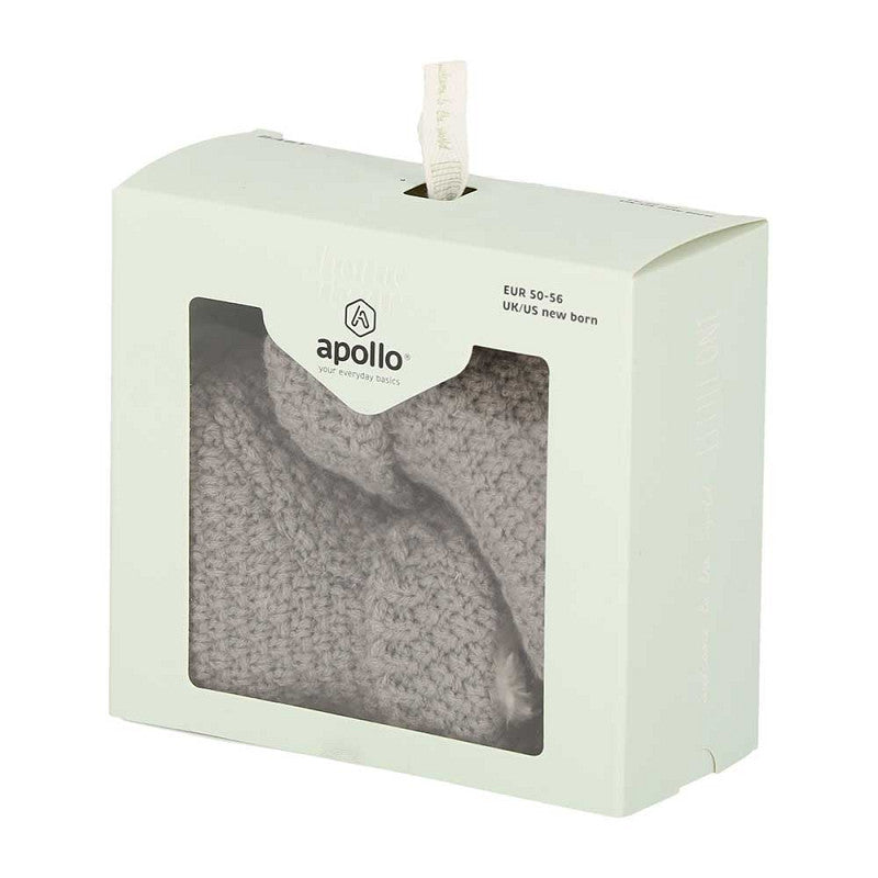 Apollo babies booties knit giftbox light grey