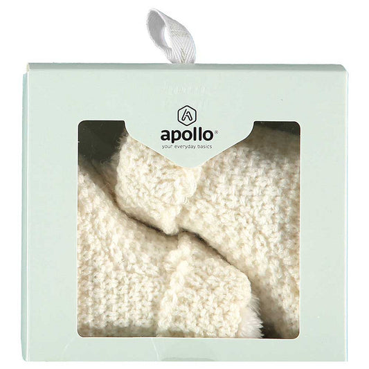 Apollo babies booties knit giftbox off white