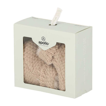 Apollo babies booties knit giftbox sand