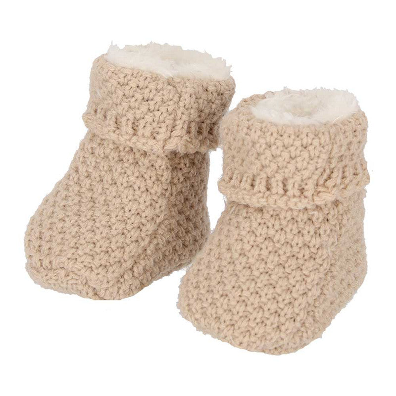 Apollo babies booties knit giftbox sand