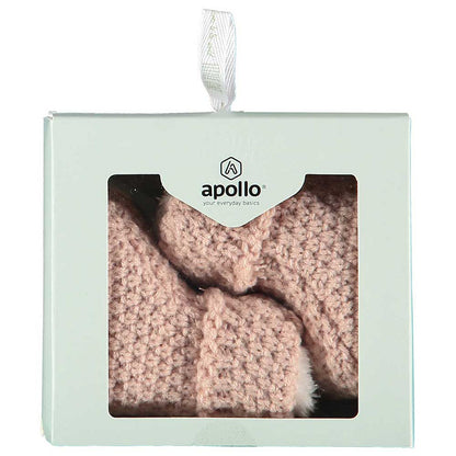 Apollo babies booties knit giftbox old pink