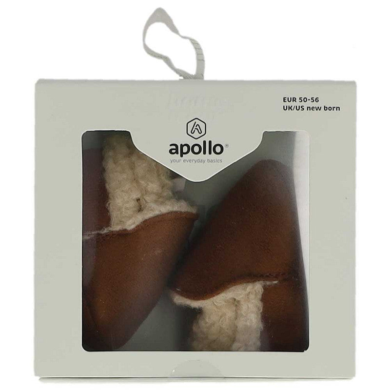 Apollo babies booties knit giftbox cognac