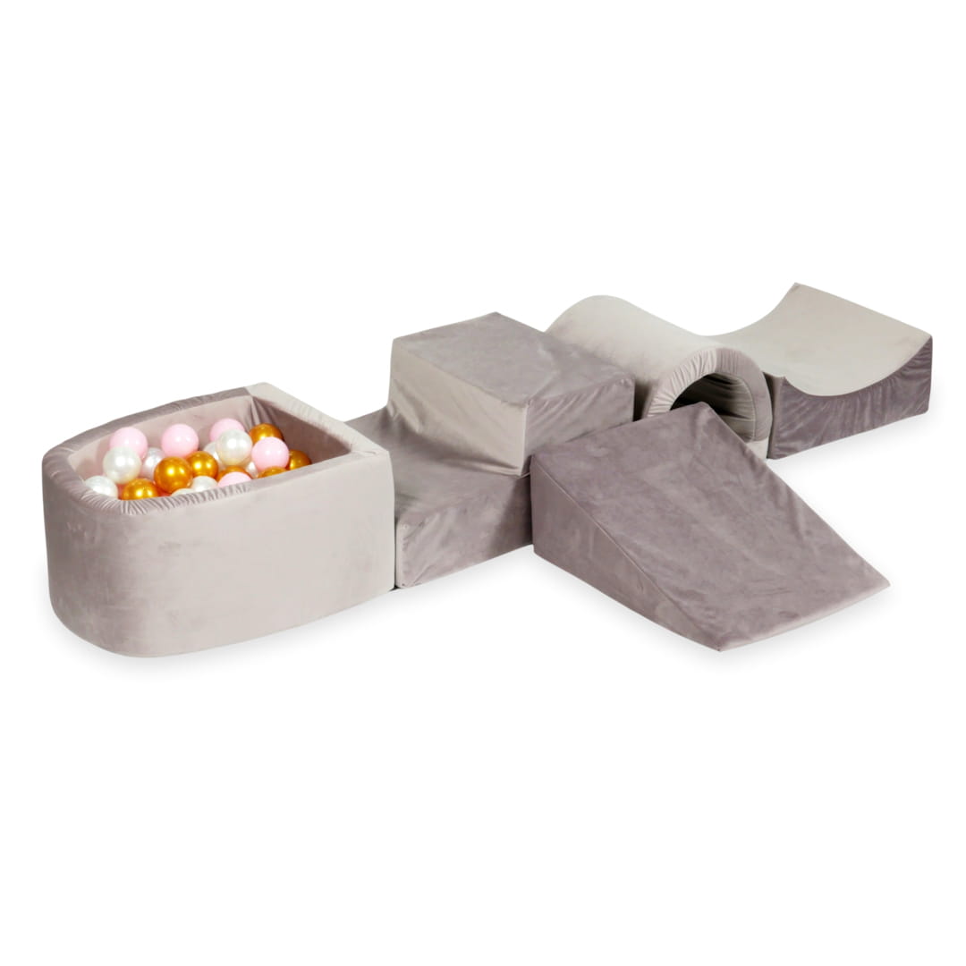 Foam play set with bridge and micro ball pool