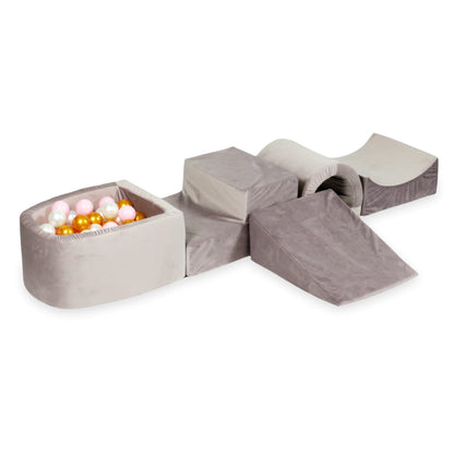 Foam play set with bridge and micro ball pool
