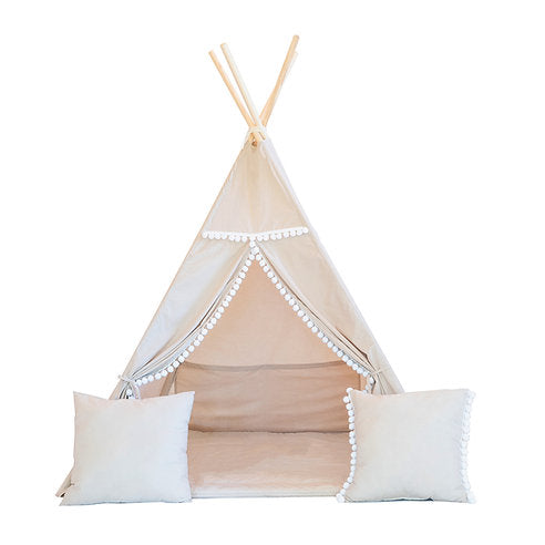 Moje. Tipi tent Latte (met pompons)