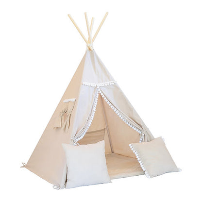 Moje. Tipi tent Latte (met pompons)